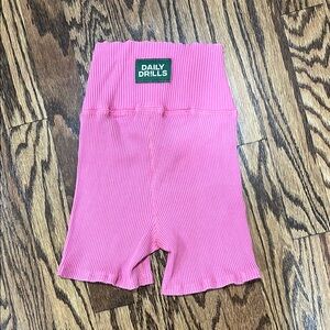 Daily Drills Pink Ribbed Shorts